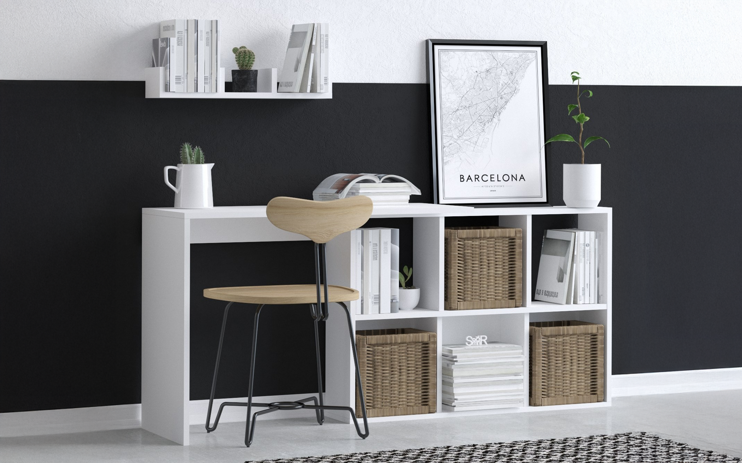 Desk with shelf Jack, white  2